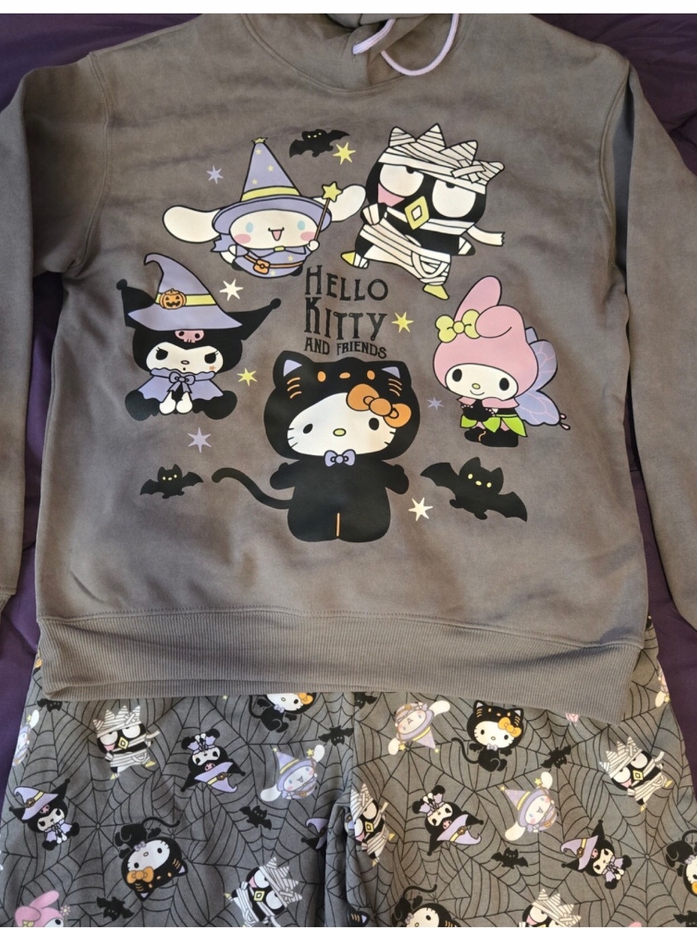 Sanrio Hello Kitty & Friends Fleece-Lined Sweatshirt & Matching Pants -Gray